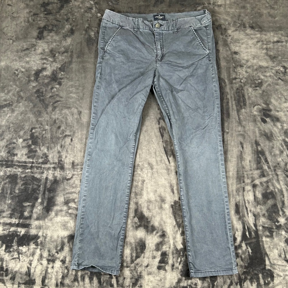 American Eagle Skinny Pants Womens 14 Gray Regular Fit‎ Casual Chino Trousers